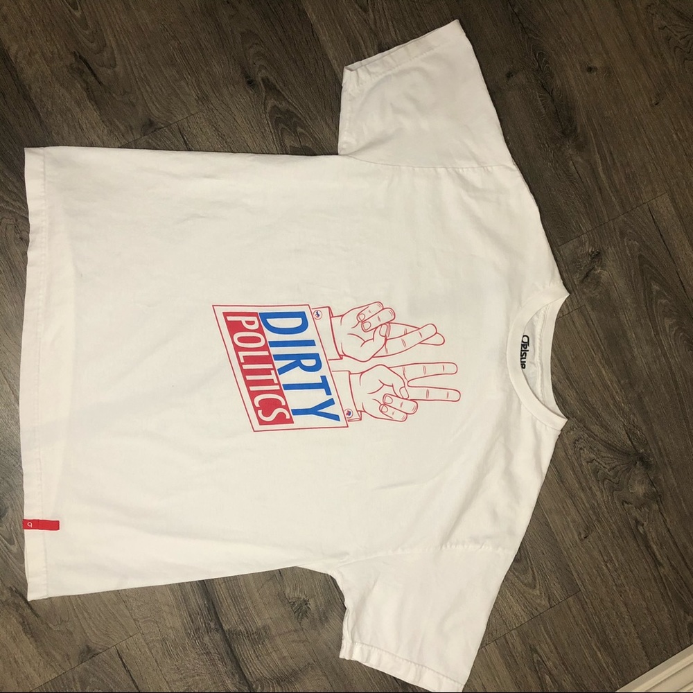 Mens XL Orisue ‘Dirty Politics’ white shirt
